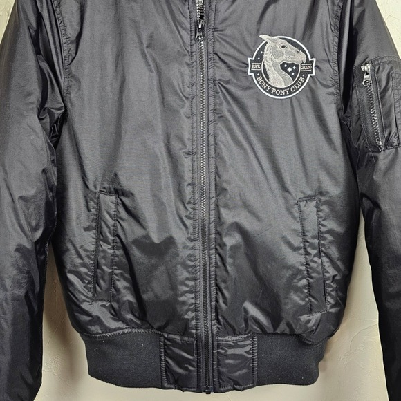 Ordinary Owl Bomber Jacket Black Men's Size Small Bony Pony Club Patch Lined EUC - Picture 12 of 13